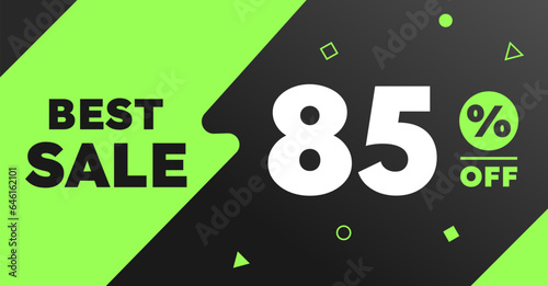 85% percent best sale banner black light green neon