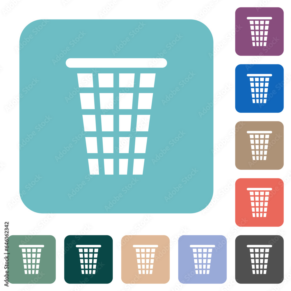 Single empty tall trash solid rounded square flat icons Single empty tall trash solid rounded square flat icons