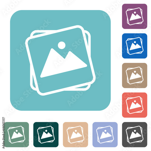 Stack of photos rounded square flat icons