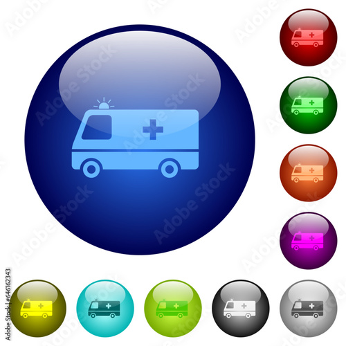 Free Download Flashing ambulance car side view color glass buttons - GFXLoad