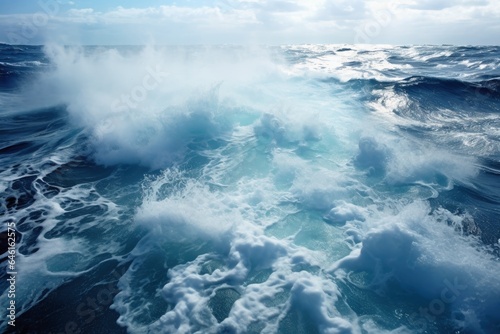 Wild water waves on the ocean.