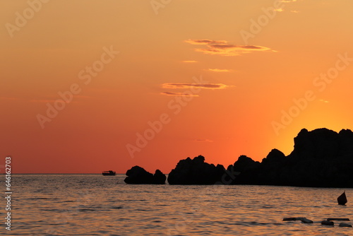 sunset on the beach in Montenegro 