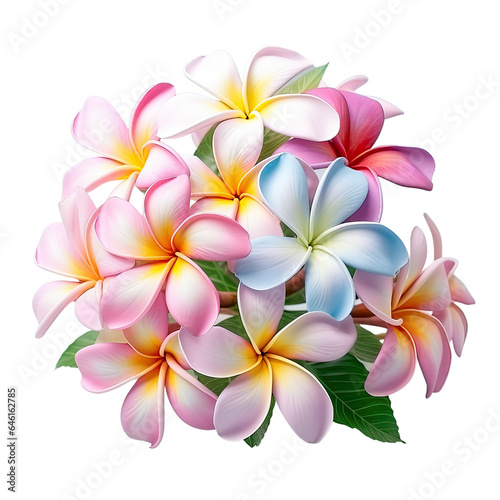 Multiple black plumeria flowers on a transparent background