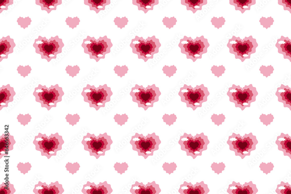 Seamless pattern love. Cute heart clouds