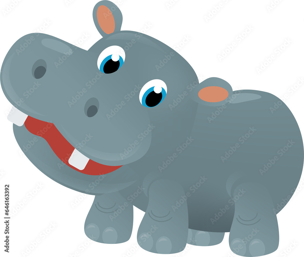cartoon scene with happy tropical animal hippo hippopotamus on white background safari illustration for children cartoon scene with happy tropical animal hippo hippopotamus on white background safari illustration for children