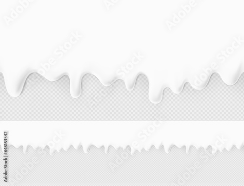 High realistic flowing drops. Seamless pattern. Vector illustration isolated on transparent background. Easy to use on different backgrounds. EPS10.