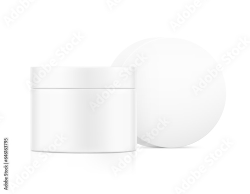 Blank plastic screw-top jar mockup. Vector illustration isolated on white background. Can be use for your design, advertising, promo and etc. EPS10.	