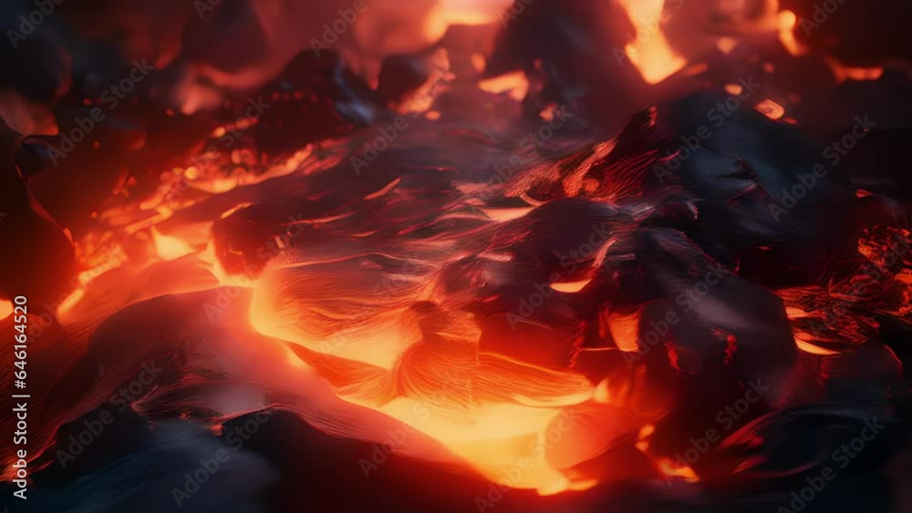 A macro view of diverse volcanic tephra radiating heat from within its depths. A macro view of diverse volcanic tephra radiating heat from within its depths.