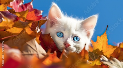 Capturing the Playful Charm of a White Kitten - A Heartwarming Peekaboo Moment