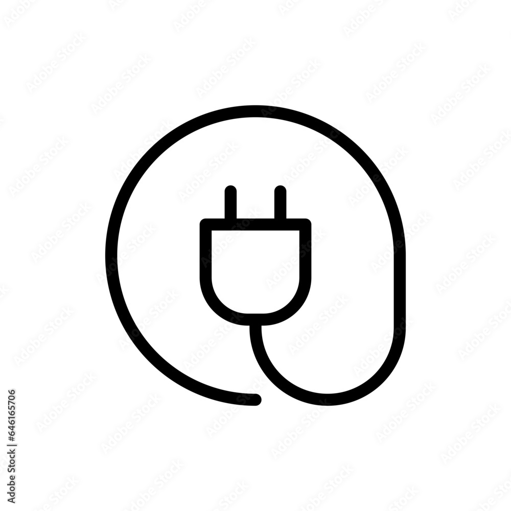 Electric plug ecology icon with black outline style. electric, plug, energy, power, cable, icon, sign. Vector Illustration Electric plug ecology icon with black outline style. electric, plug, energy, power, cable, icon, sign. Vector Illustration