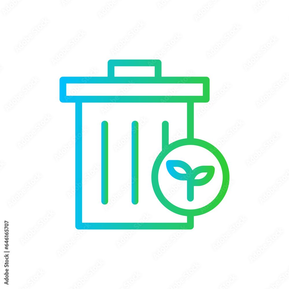 Eco dustbin ecology icon with blue and green gradient outline style. garbage, environment, eco, icon, waste, symbol, recycle. Vector Illustration Eco dustbin ecology icon with blue and green gradient outline style. garbage, environment, eco, icon, waste, symbol, recycle. Vector Illustration