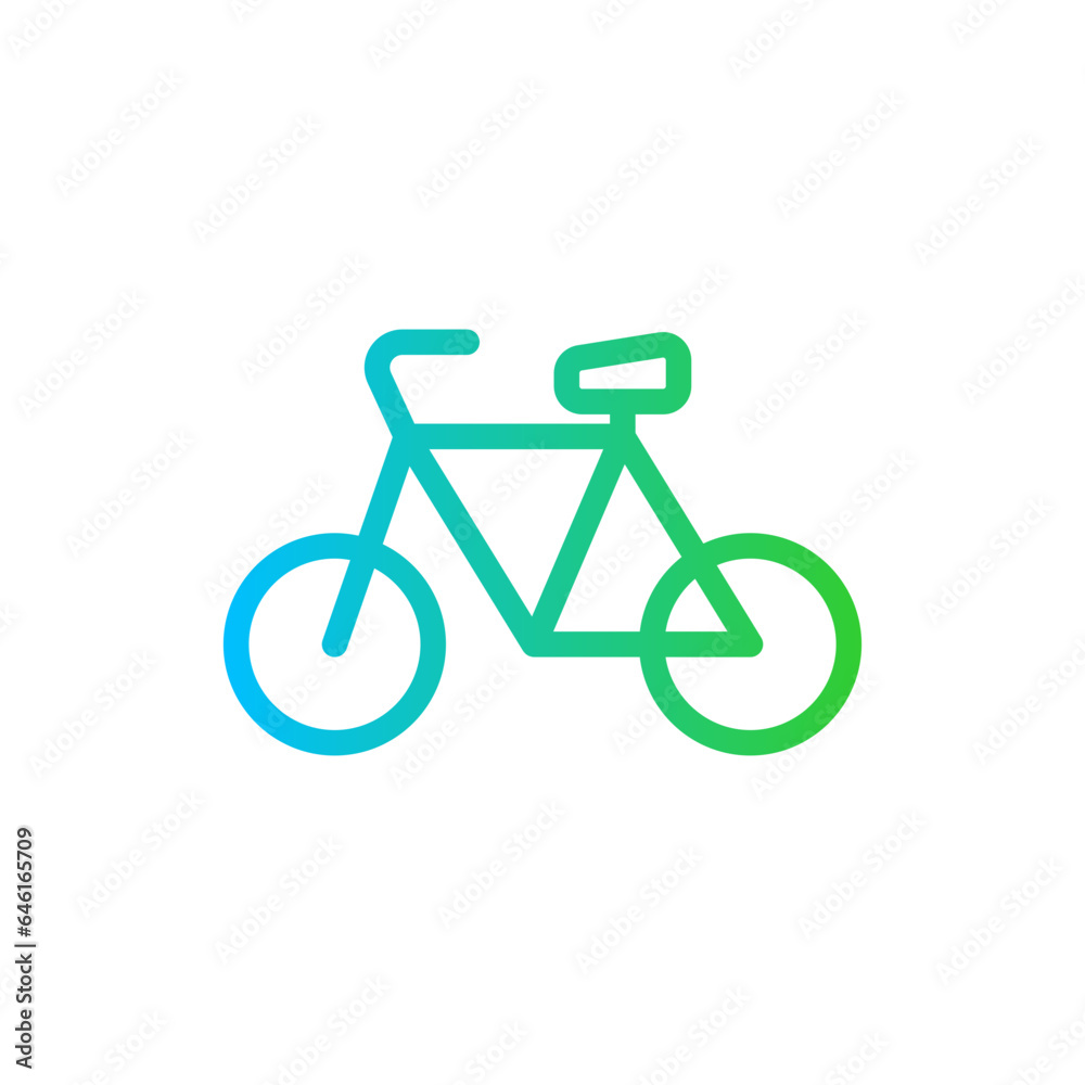 Bicycle ecology icon with blue and green gradient outline style. bicycle, vector, icon, bike, symbol, transport, transportation. Vector Illustration