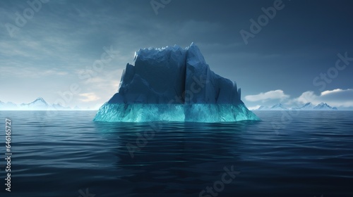 Majestic Iceberg Extending Obliquely with Glistening Water Droplets in a Serene Arctic Scene © Irfanan