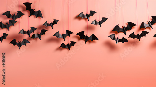 Paper bats with solid background. Bat decoration for Halloween.