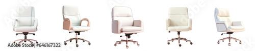 Png Set transparent background with isolated white leather office chair