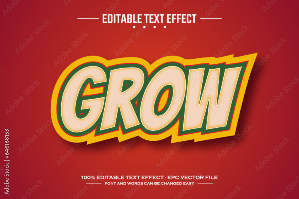 Grow 3D editable text effect template