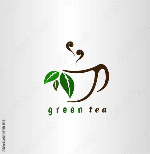 a simple logo for green tea drinks or for a cafe or restaurant logo