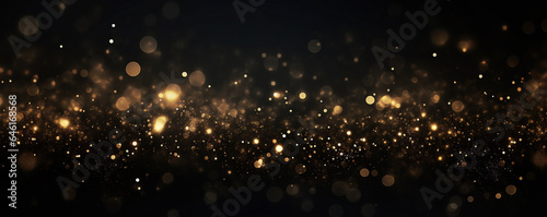 golden glitter on black background, happy new year holiday concept