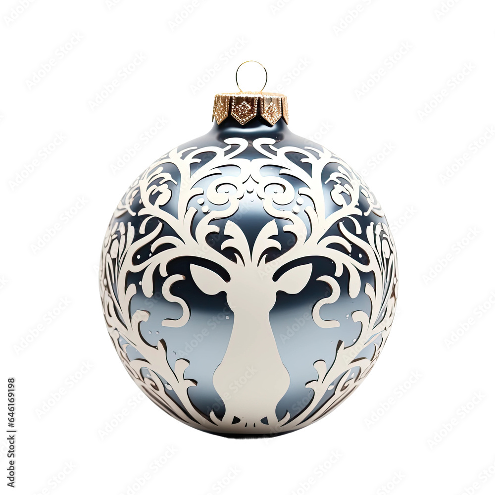 a christmas ornament with a reindeer design isolated on a transparent background, generative ai a christmas ornament with a reindeer design isolated on a transparent background, generative ai