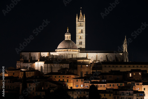 Night view of Siena, and its famous Duomo