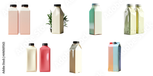 Png Set transparent background with 1L milk and juice cartons photo