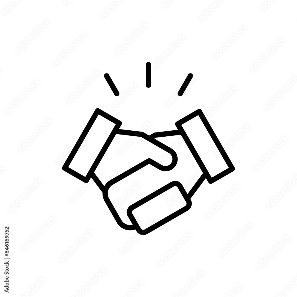 Handshake startup pitch deck icon with black outline style. handshake, icon, business, partnership, vector, symbol, agreement. Vector Illustration Handshake startup pitch deck icon with black outline style. handshake, icon, business, partnership, vector, symbol, agreement. Vector Illustration