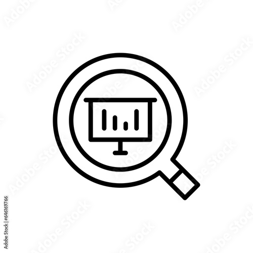Monitoring startup pitch deck icon with black outline style. technology, monitor, business, set, line, computer, data. Vector Illustration