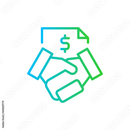 Agreement startup pitch deck icon with black outline style. agreement, business, symbol, outline, line, hand, team. Vector Illustration