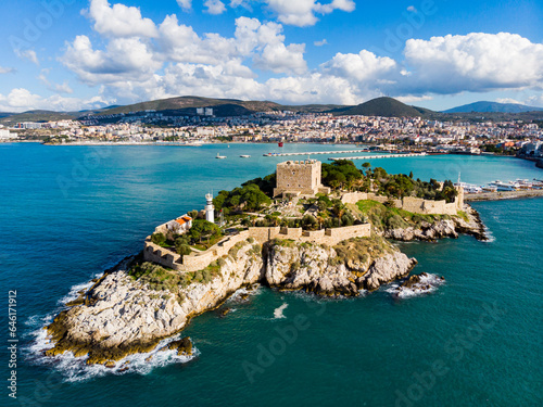 Pigeon Island with Pirate castle. Kusadasi harbor. Aegean coast of Turkey. High quality photo