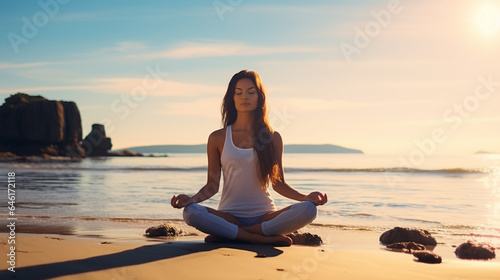 Beatiful woman doing yoga in a peaceful environment.