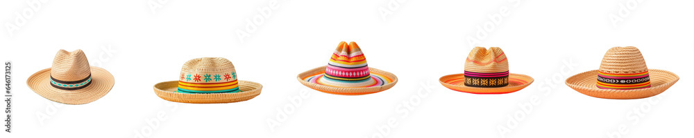 Png Set Small straw hat on a transparent background Png Set Small straw hat on a transparent background