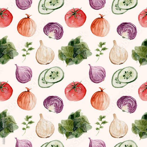 vegetables watercolor seamless pattern