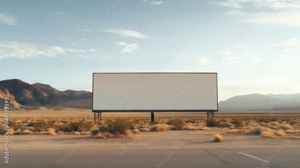 a large billboard that is blank in a desert road highway a large billboard that is blank in a desert road highway