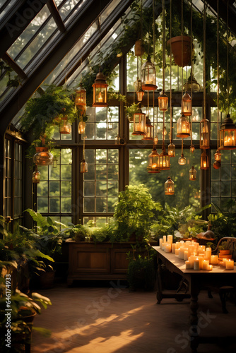 Candle Lit Greenhouse   Photography Backdrop Background 