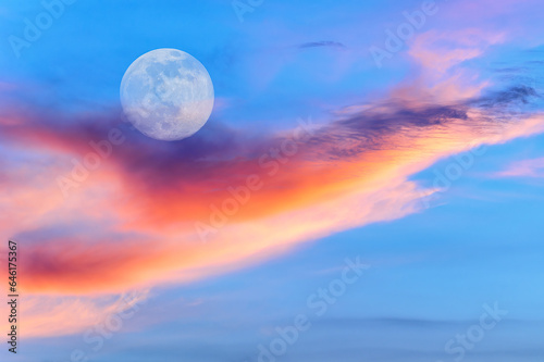 Ethereal Surreal Full Moon Colorful Nature Abstract