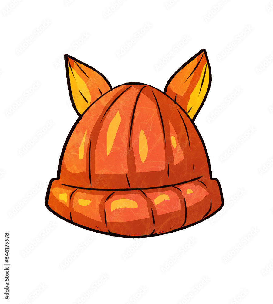 Fototapeta premium Orange fox hat with ears