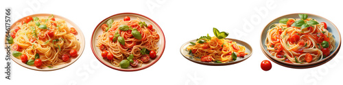 Png Set Tomato topped spaghetti on a plate transparent background