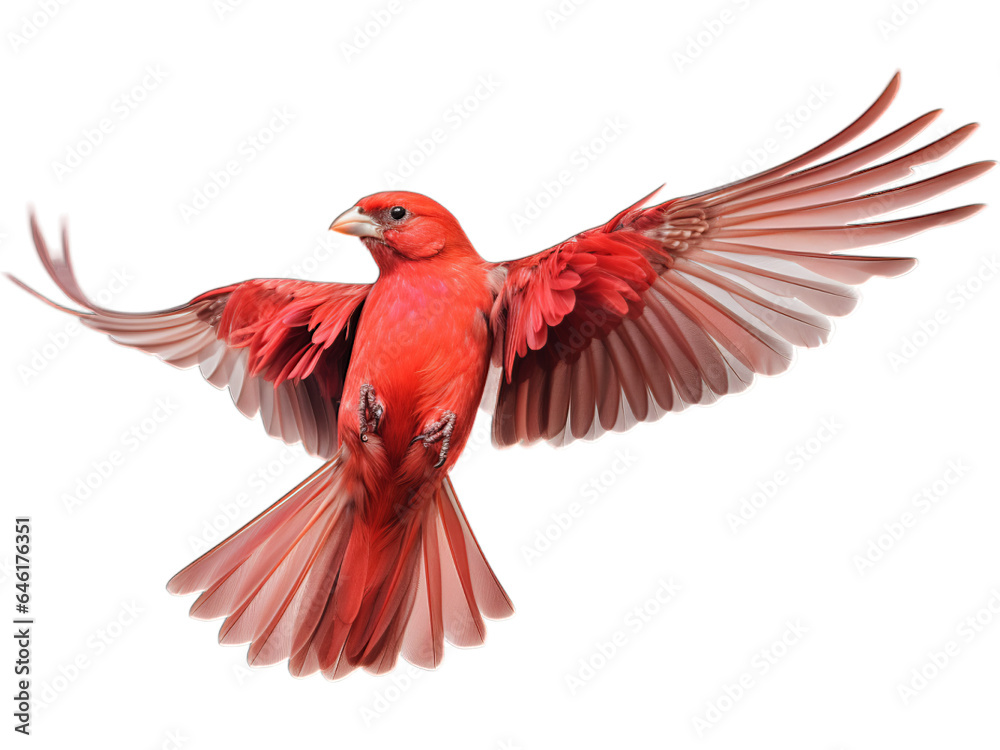 Fototapeta premium Flight of Transparent Red Factor Canary