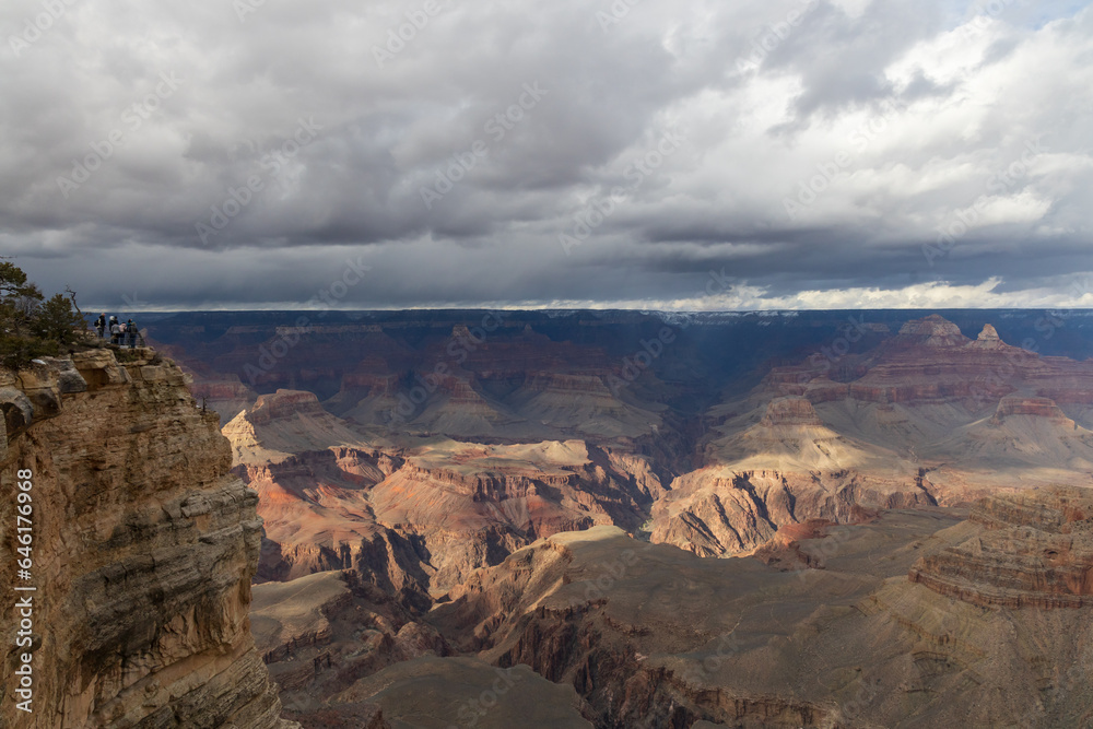 Storm clouds over Grand Canyon National Park in winter viewed from the South Rim, Arizona