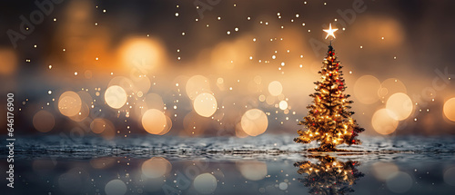 Chrismas tree bokeh lights Christmas Card AI generated  wallpaper. photo