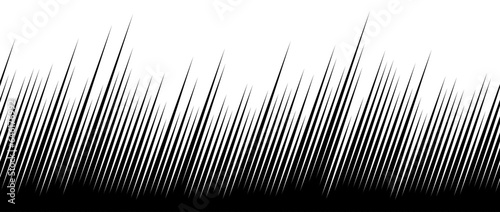 Straight slanted speed lines pattern. Black and white tilt stripes gradient. Abstract fast effect texture. Comic or cartoon book rays and beams wallpaper. Vector background