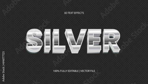 Silver metallic 3d Text Effects. Editable vector eps text effect style.