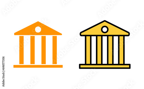 Bank icon set for web and mobile app. Bank sign and symbol, museum, university