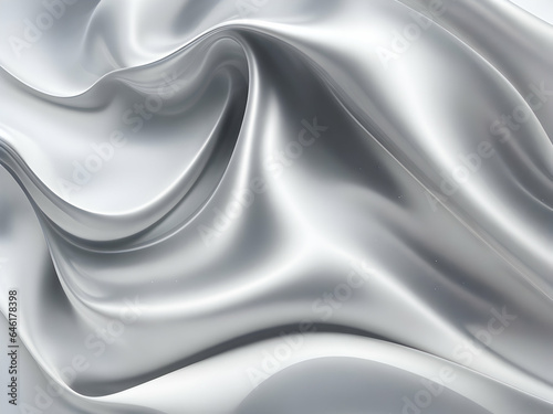 Fluid Interplay of Textures A Fusion of Gossamer Silk and Glistening Plastic in silver Wave Symphony