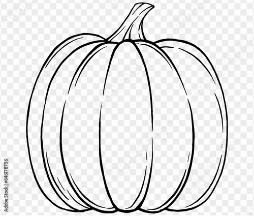Vector illustration of a hand-drawn pumpkin in a brush-style, isolated on a transparent PNG background. Perfect for Halloween party backgrounds, poster templates, brochures, online ads.