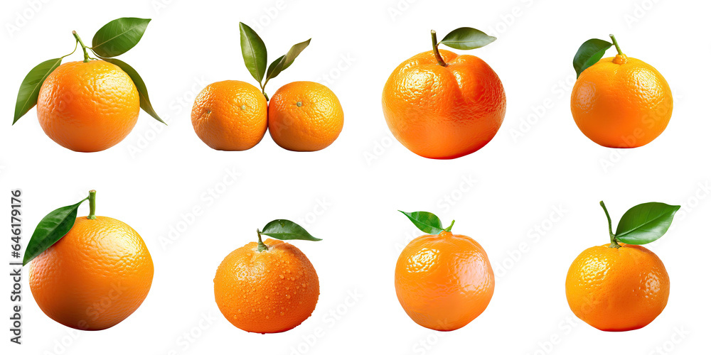 Png Set Ripe orange tangerine isolated on a transparent background Png Set Ripe orange tangerine isolated on a transparent background