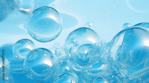 Bubbles in light blue background