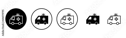 Ambulance icon set illustration. ambulance truck sign and symbol. ambulance car