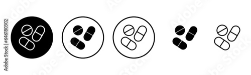 Pills icon set illustration. capsule icon. Drug sign and symbol