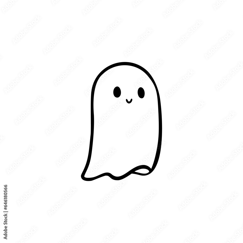 Halloween tiny ghost. Easy drawing line work. Simple vector illustration isolated on white background. Halloween mini design for t-shirt, tattoo, invitation, emblem, stickers. Halloween tiny ghost. Easy drawing line work. Simple vector illustration isolated on white background. Halloween mini design for t-shirt, tattoo, invitation, emblem, stickers.